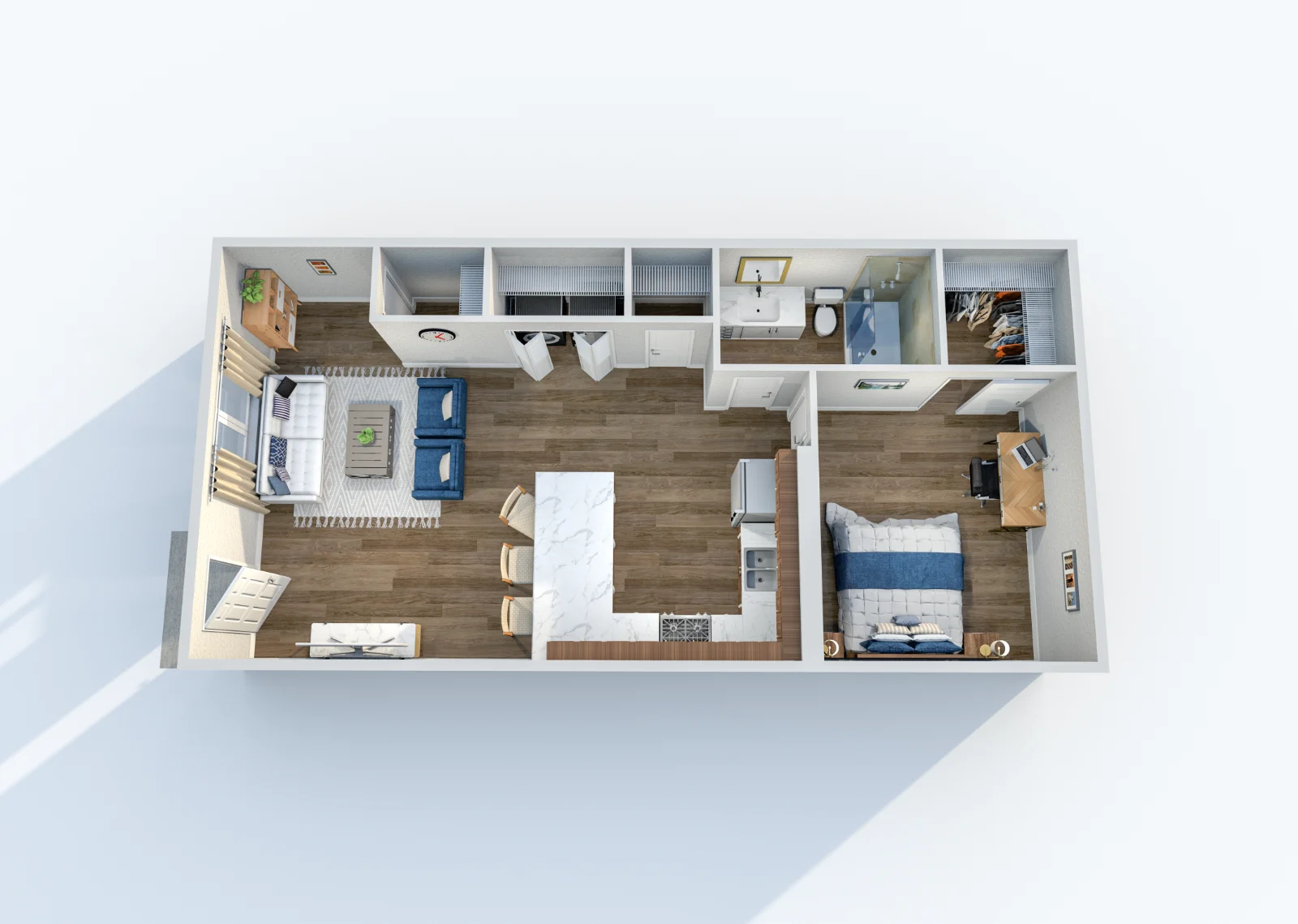 South and Madison — floor plan, Plan A2 · 1 bed · 1 bath · 740 sq ft