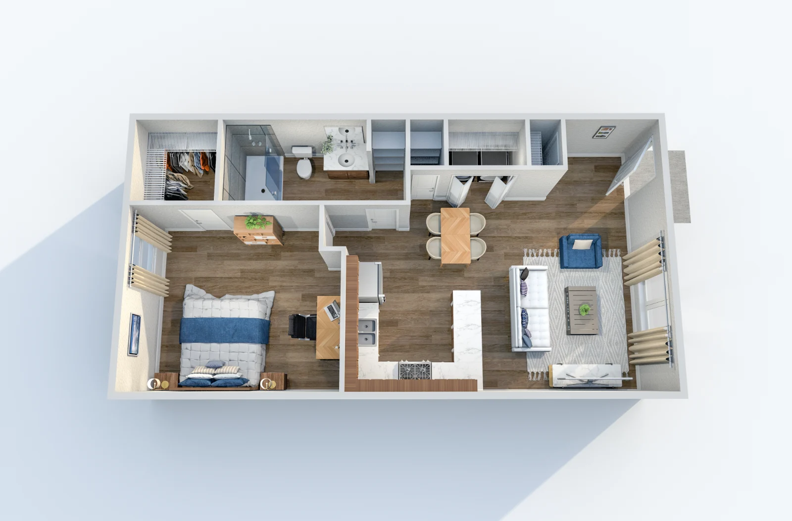 South and Madison — floor plan, Plan A4 · 1 bed · 1 bath · 740 sq ft